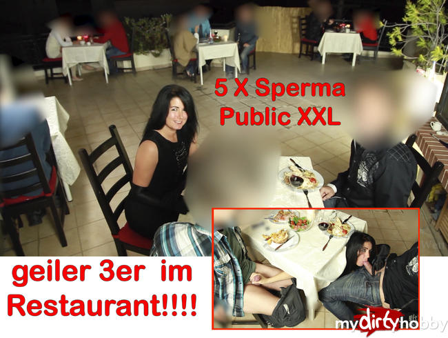 Public XXL! After Work Fuck im Restaurant 2 Schwänze, 5x gespritzt.