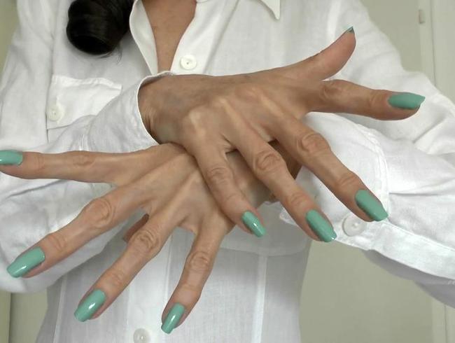 Hand Fetisch Joi Clip - Blaue lange natürliche Fingernägel